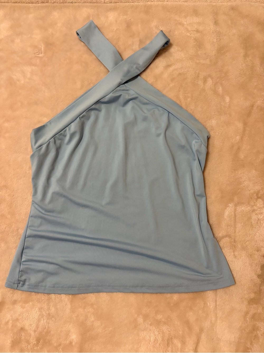 Amazon Light Blue Cross-Strap Halter Tank Top